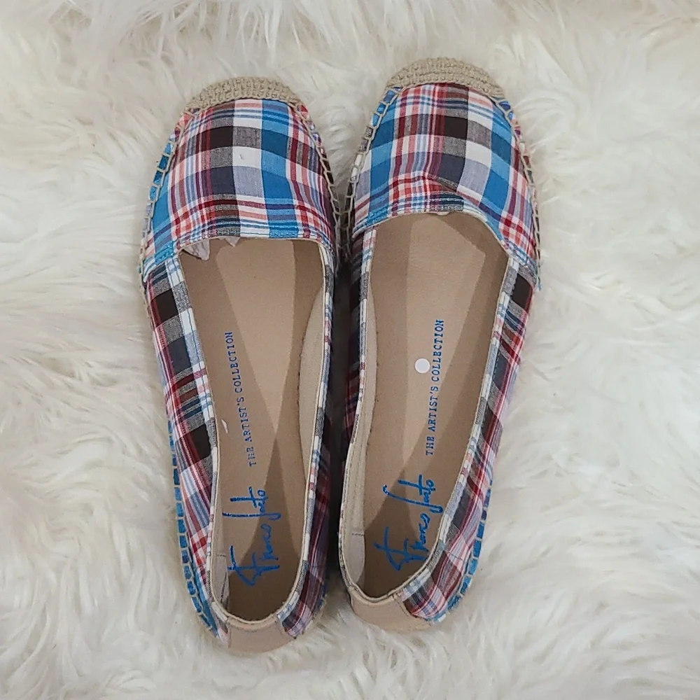 Franco Sarto Womens Espadrille Plaid Canvas Fabric Size ‎ 6.5 M